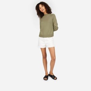 Everlane cotton mock neck crop in khaki green